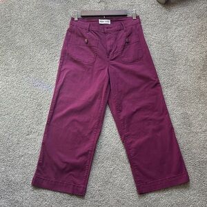 Maroon Wide Leg Cotton Pants
